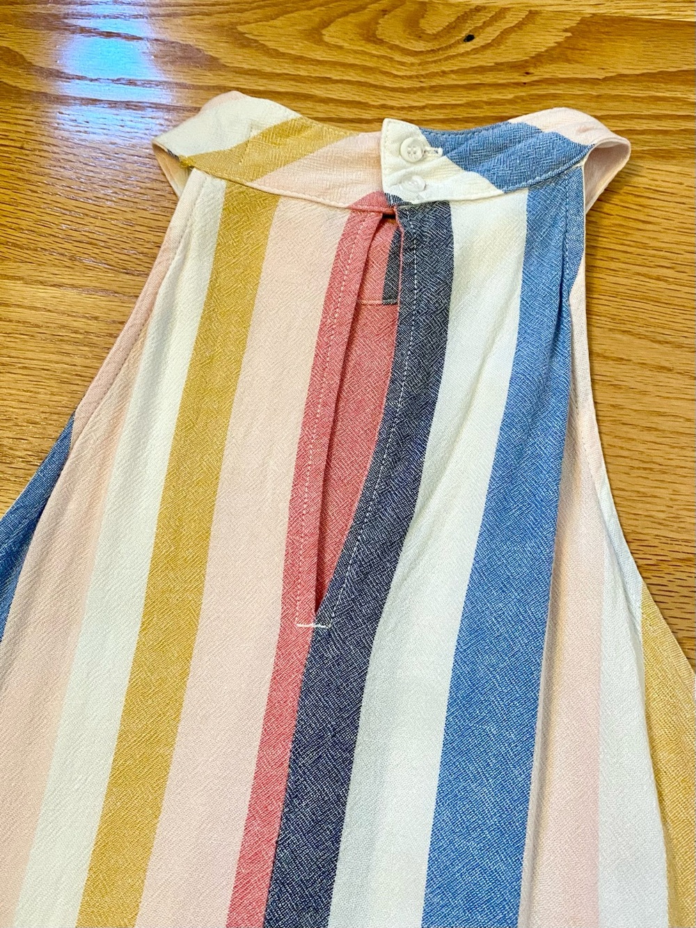 CLOTH & STONE ANTHROPOLOGIE striped linen blend halter dress - Picture 2 of 10